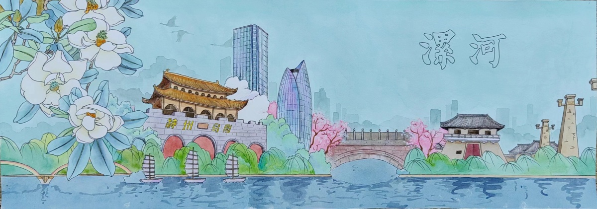 河南一小伙手绘家乡18地市的重要文化景点,历时三个